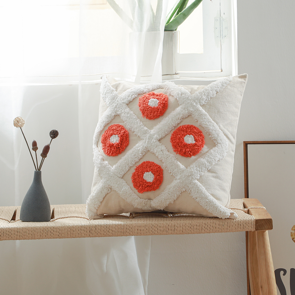  Buy Square Cotton Cushion Boho Bali Style (45x45 cm) cover + filling - Reyune Orange 60171 - in the EU