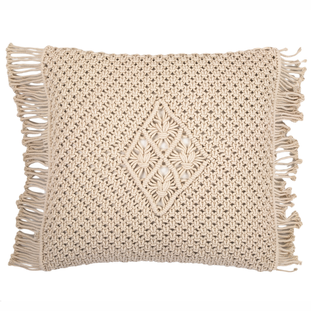  Buy Square Cotton Cushion in Boho Bali Style, cover + filling - Sefira Cream 60199 - in the EU
