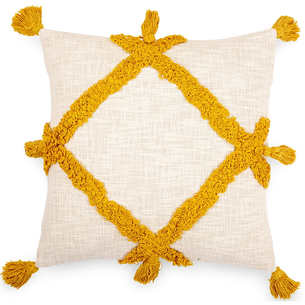  Buy Square Cotton Cushion in Boho Bali Style, cover + filling - Frewla Yellow 60204 - in the EU