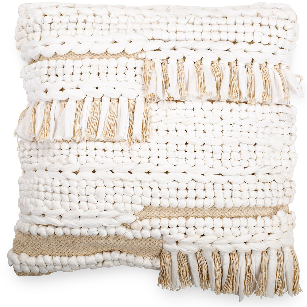  Buy Square Recycled yarn Cushion in Boho Bali Style, cover + filling - Christina White 60214 - in the EU