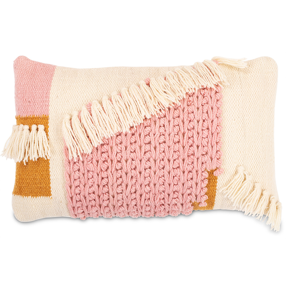  Buy Rectangular Cushion in Boho Bali Style, Wool, cover + filling  - Georgia Pink 60231 - in the EU