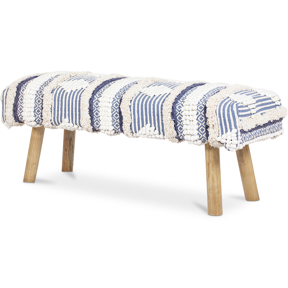  Buy Bench Upholstered , Wood  in Cotton and  Recycled yarn - Katherine Bali Blue 60255 - in the EU