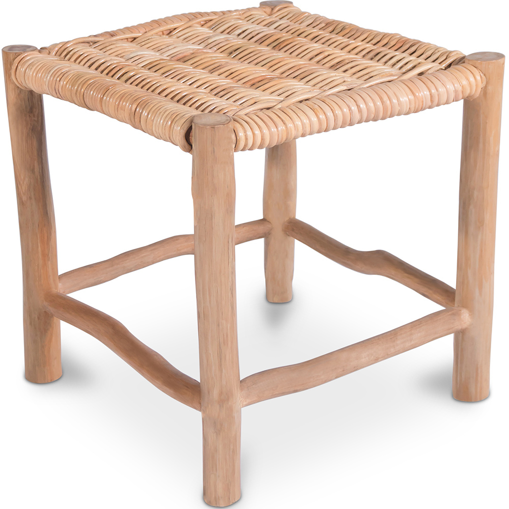  Buy Low Garden Stool in Boho Bali Style, Rattan and Wood - Senay Natural wood 60290 - in the EU