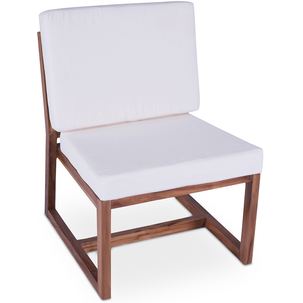  Buy Garden Armchair in Boho Bali Style, Wood and Canvas - Glan White 60299 - in the EU