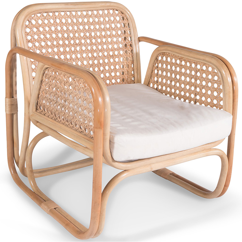  Buy Rattan Armchair with Cushion, Boho Bali Style - Qawa White 60300 - in the EU