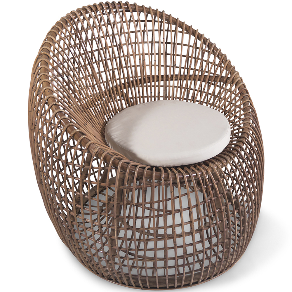  Buy Rattan Armchair with Cushion, Boho Bali Style - Opi White 60302 - in the EU