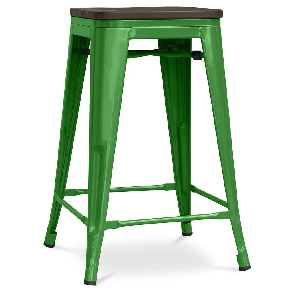 Bar Stool - Industrial Design - Wood & Steel - 60cm -Stylix image 8