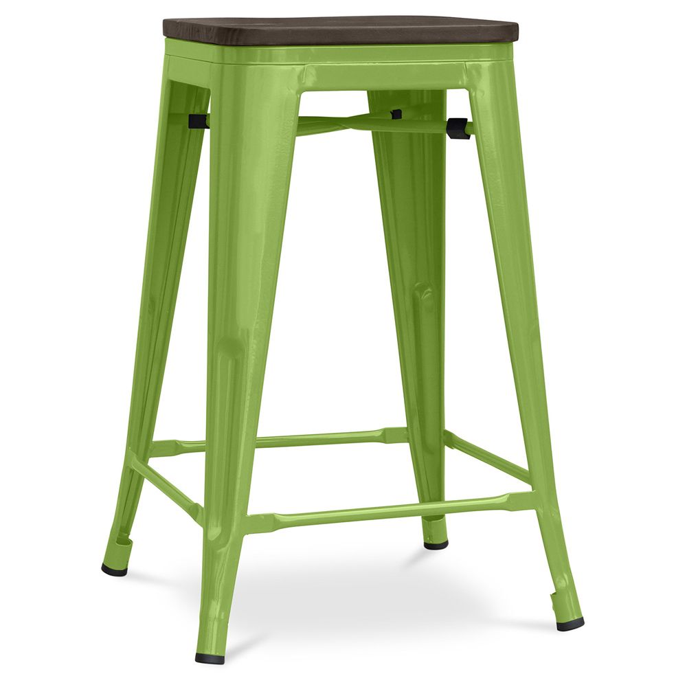 Bar Stool - Industrial Design - Wood & Steel - 60cm -Stylix image 8