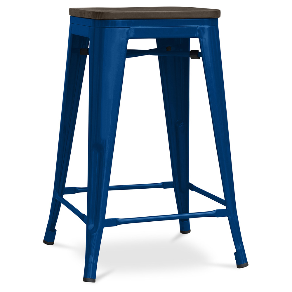  Buy Bar Stool - Industrial Design - Wood & Steel - 60cm -Stylix Dark blue 99958354 - in the EU