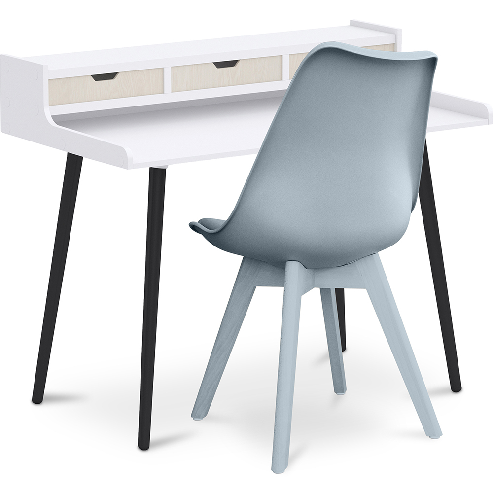  Buy Wooden Desk Set - Scandinavian Design - Thora + Dining Chair - Scandinavian Design - Denisse Light grey 60114 - in the EU