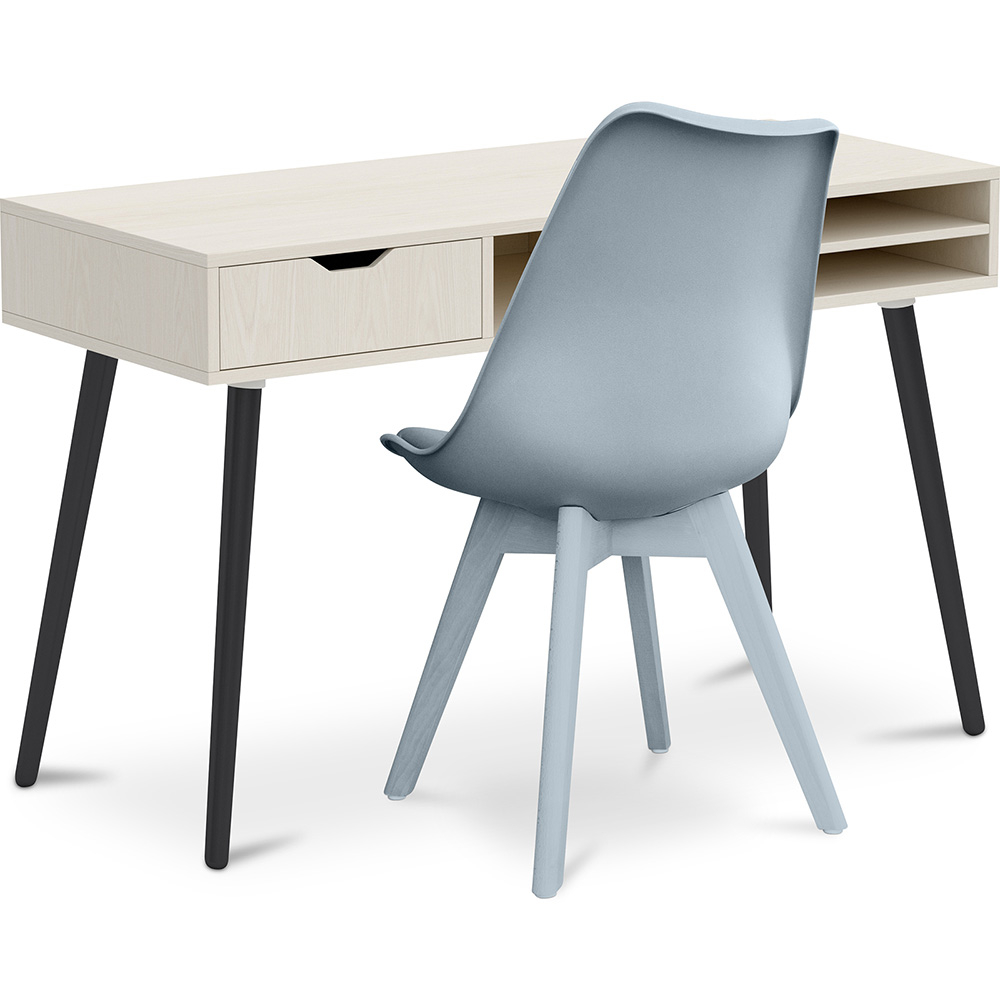  Buy Wooden Desk Set - Scandinavian Design - Beckett + Dining Chair - Scandinavian Design - Denisse Light grey 60115 - in the EU