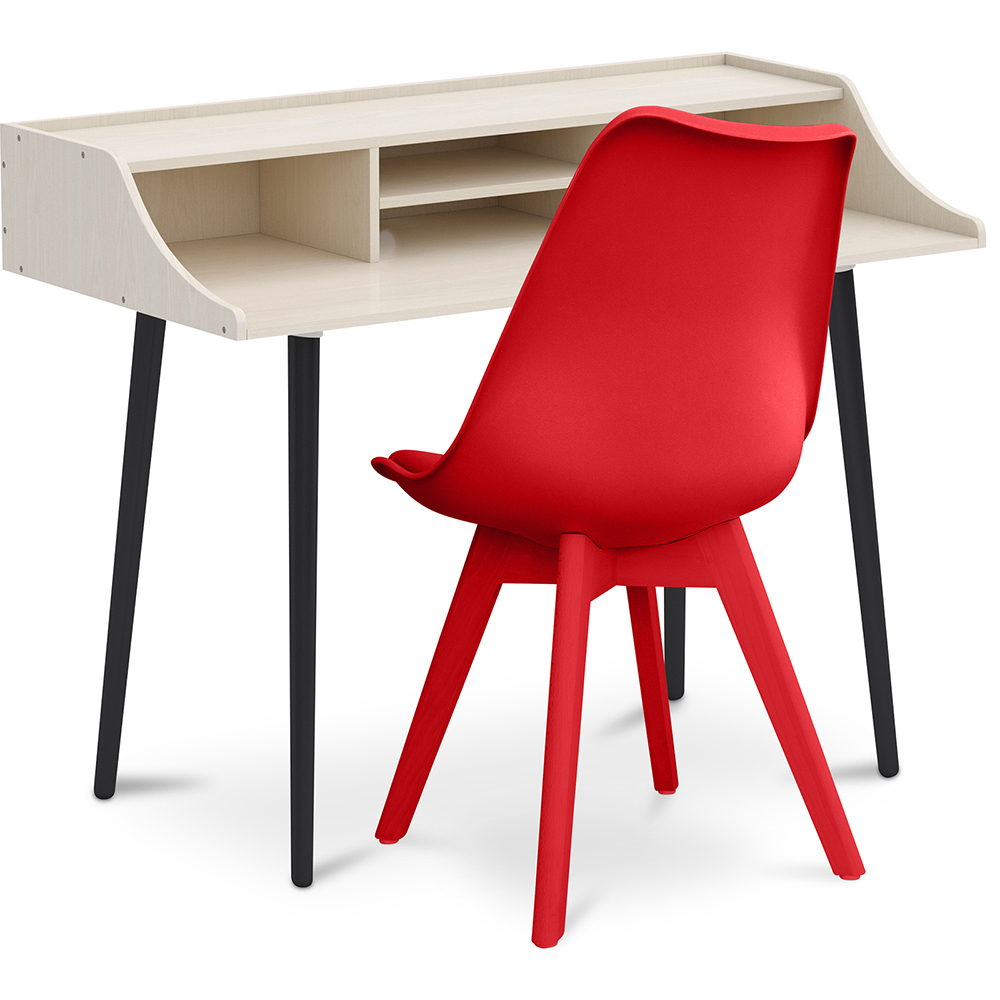  Buy Wooden Desk Set - Scandinavian Design - Torkel + Dining Chair - Scandinavian Design - Denisse Red 60116 - in the EU