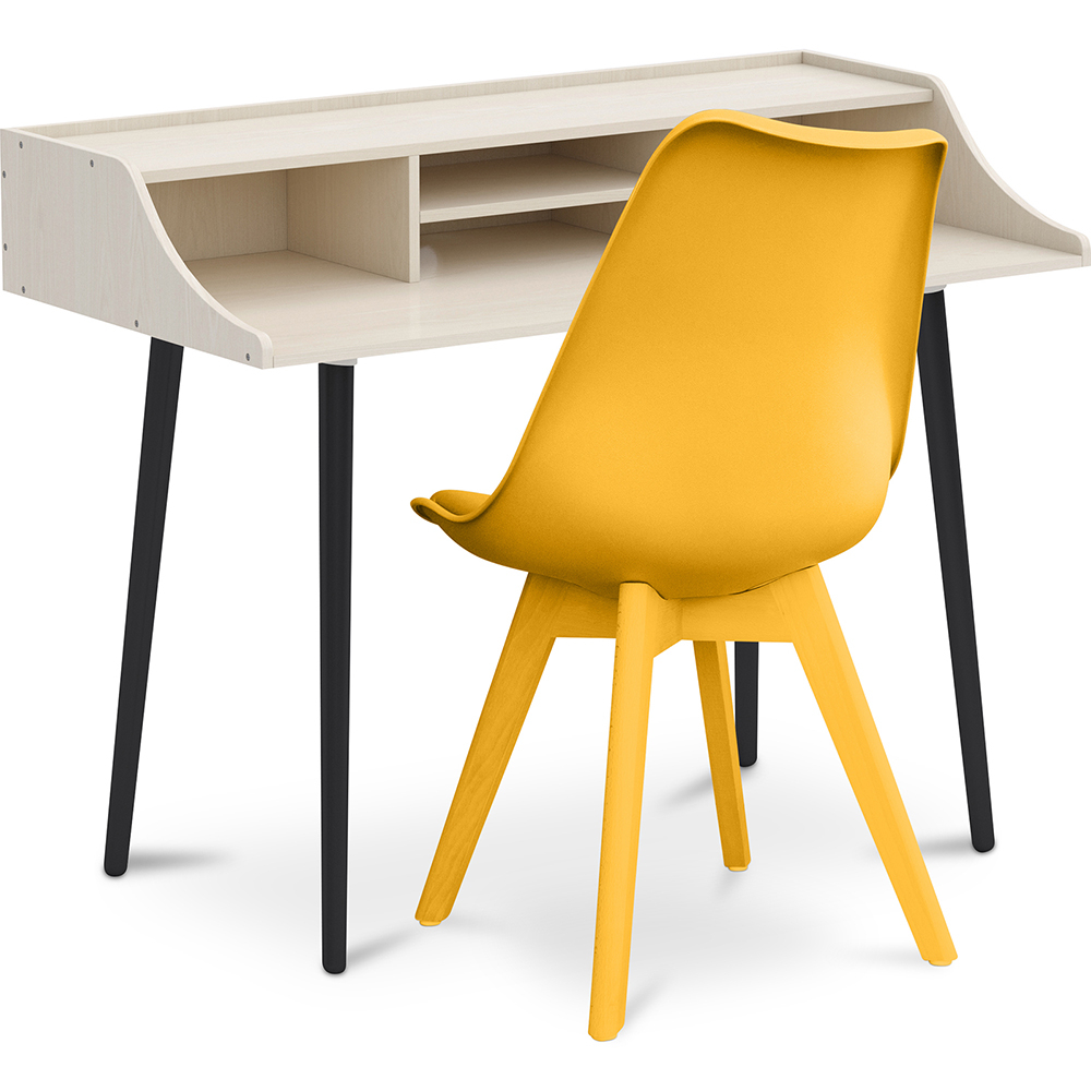  Buy Wooden Desk Set - Scandinavian Design - Torkel + Dining Chair - Scandinavian Design - Denisse Yellow 60116 - in the EU