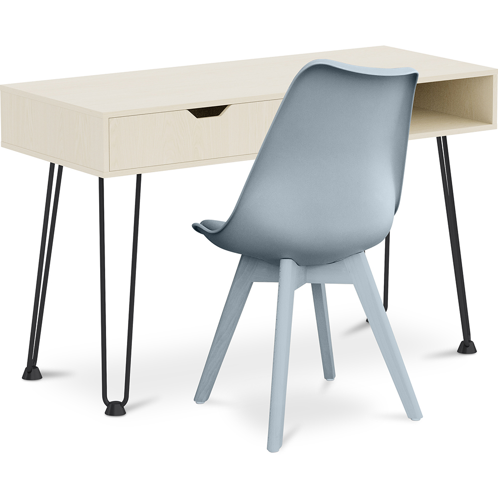  Buy Wooden Desk Set - Scandinavian Design - Andor + Dining Chair - Scandinavian Design - Denisse Light grey 60117 - in the EU