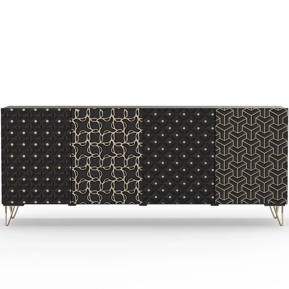 Wooden Design Sideboard - Black - Haui image 8