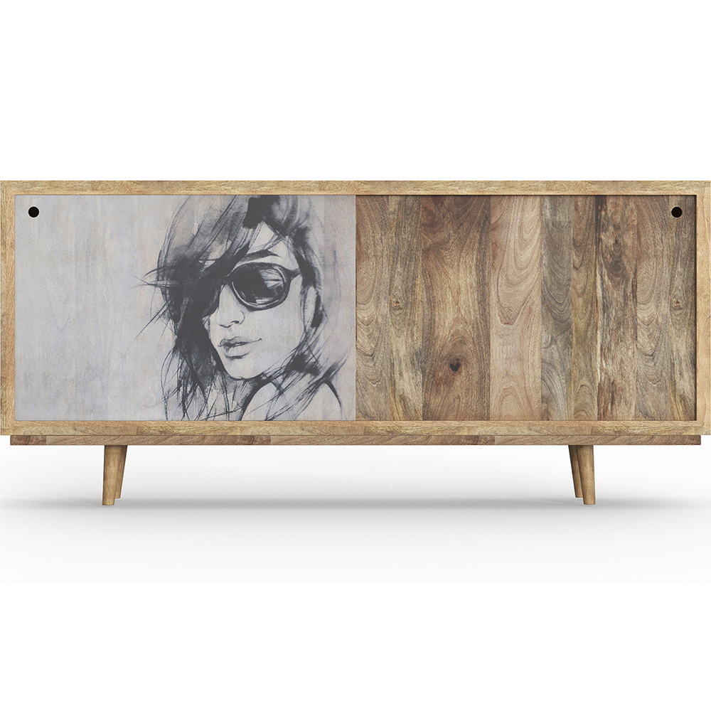  Buy Wooden Sideboard - Vintage Design - Woman Drawing - Lucil Natural wood 60355 - in the EU