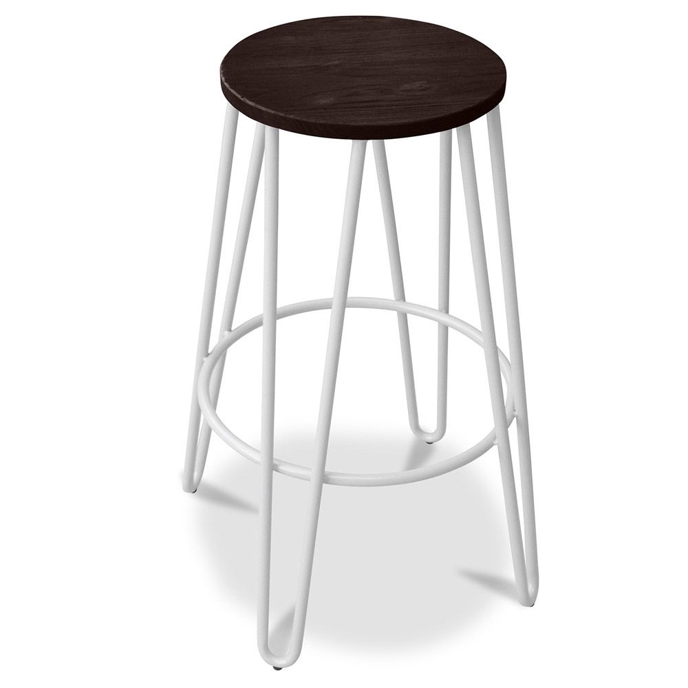 Round Stool - Industrial Design - Wood & Metal - 74cm - Hairpin image 8