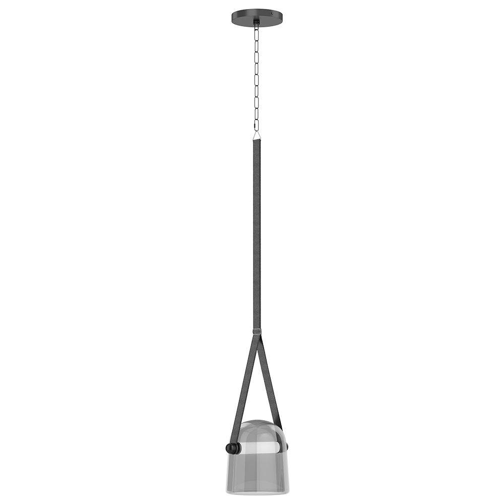  Buy Ceiling Lamp - Pendant Lamp - Leather and Glass - Bim Smoke 60390 - in the EU