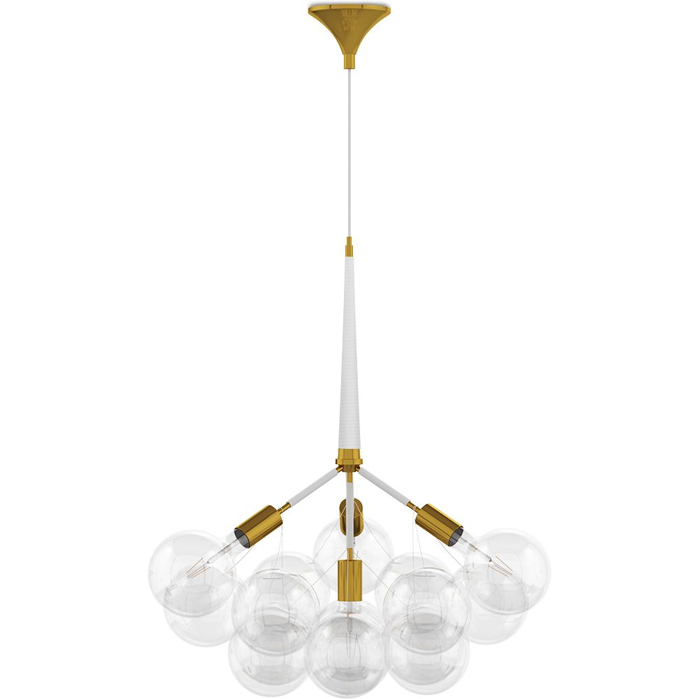  Buy Pendant lamp, globe chandelier in modern design, 12 glass globes - Glaub White 60404 - in the EU