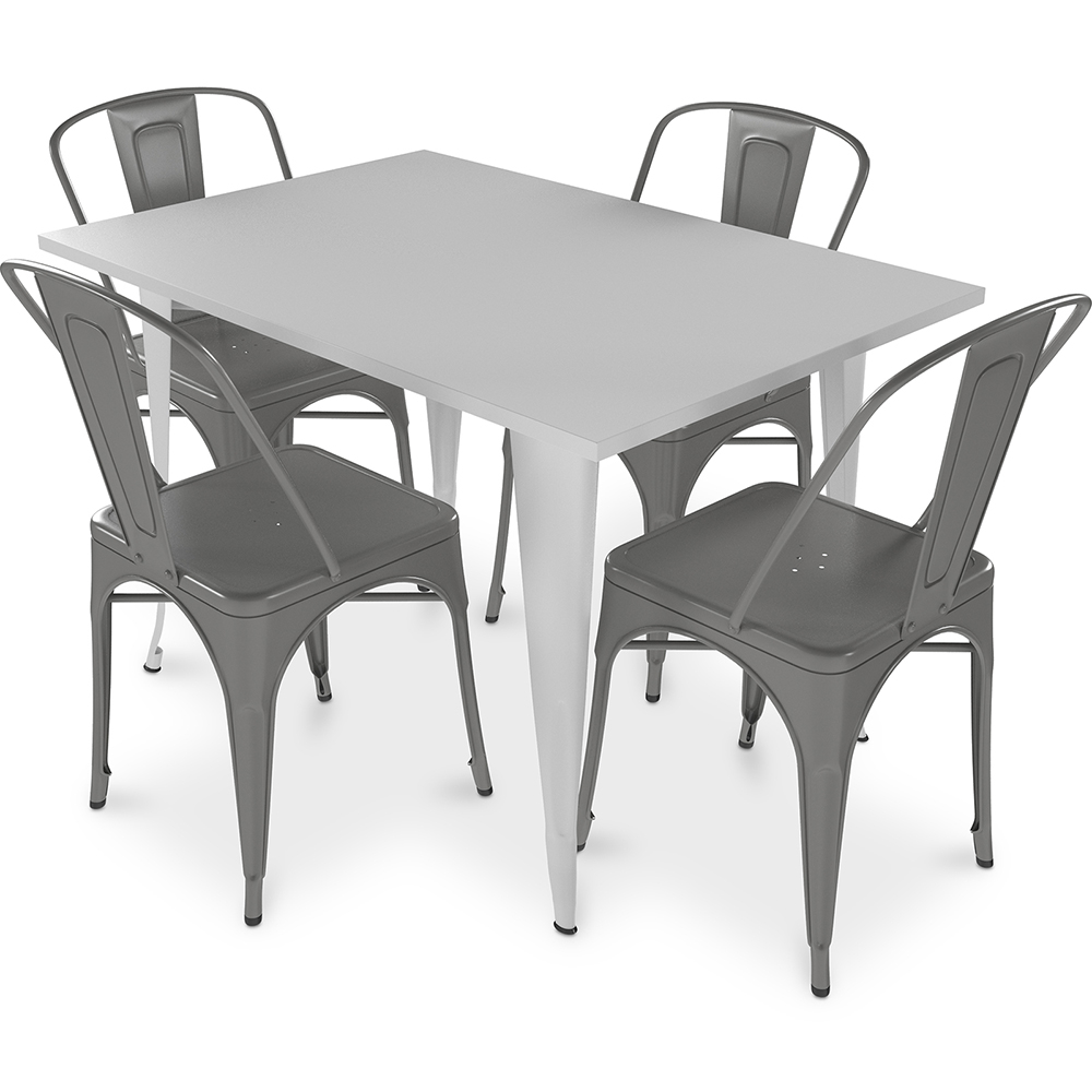  Buy Pack Dining Table and 4 Dining Chairs Industrial Design - New Edition- Bistrot Stylix Silver 60129 - in the EU