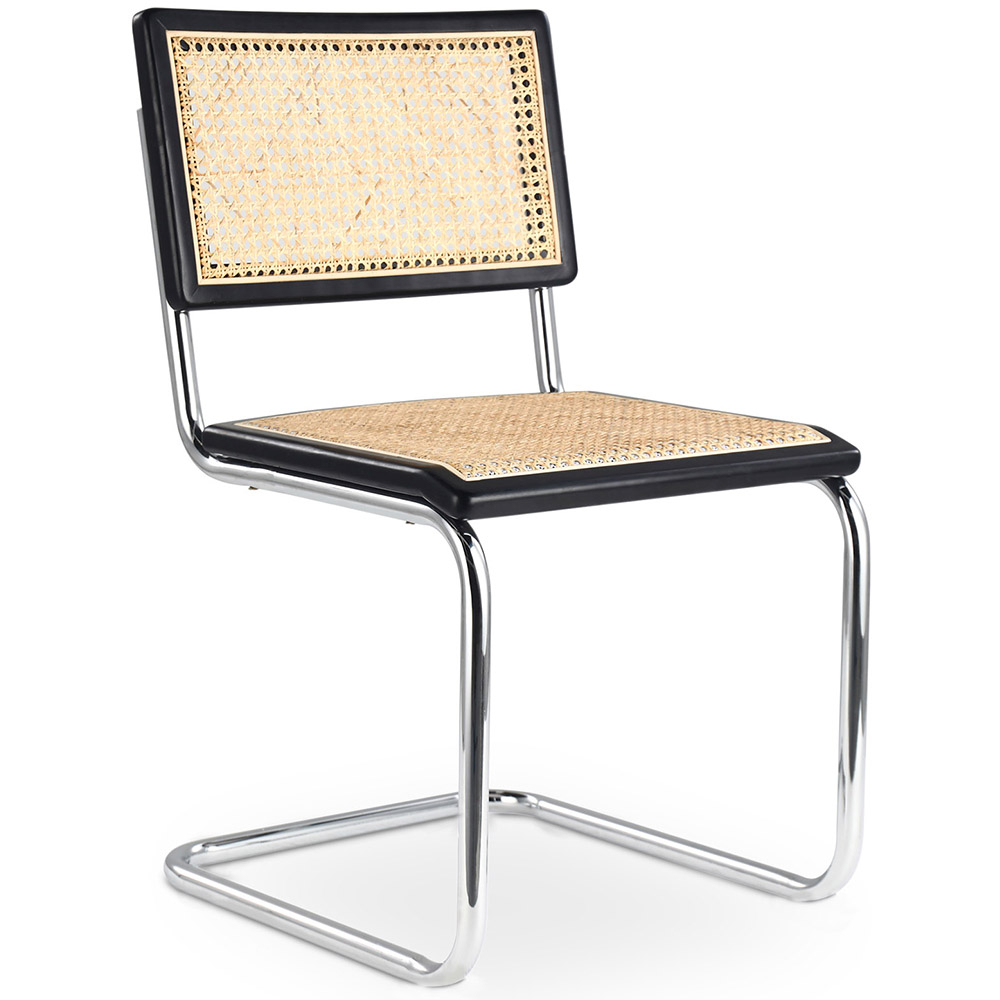  Buy Dining Chair - Vintage Design - Wood & Rattan - Bruna Black 60450 - in the EU