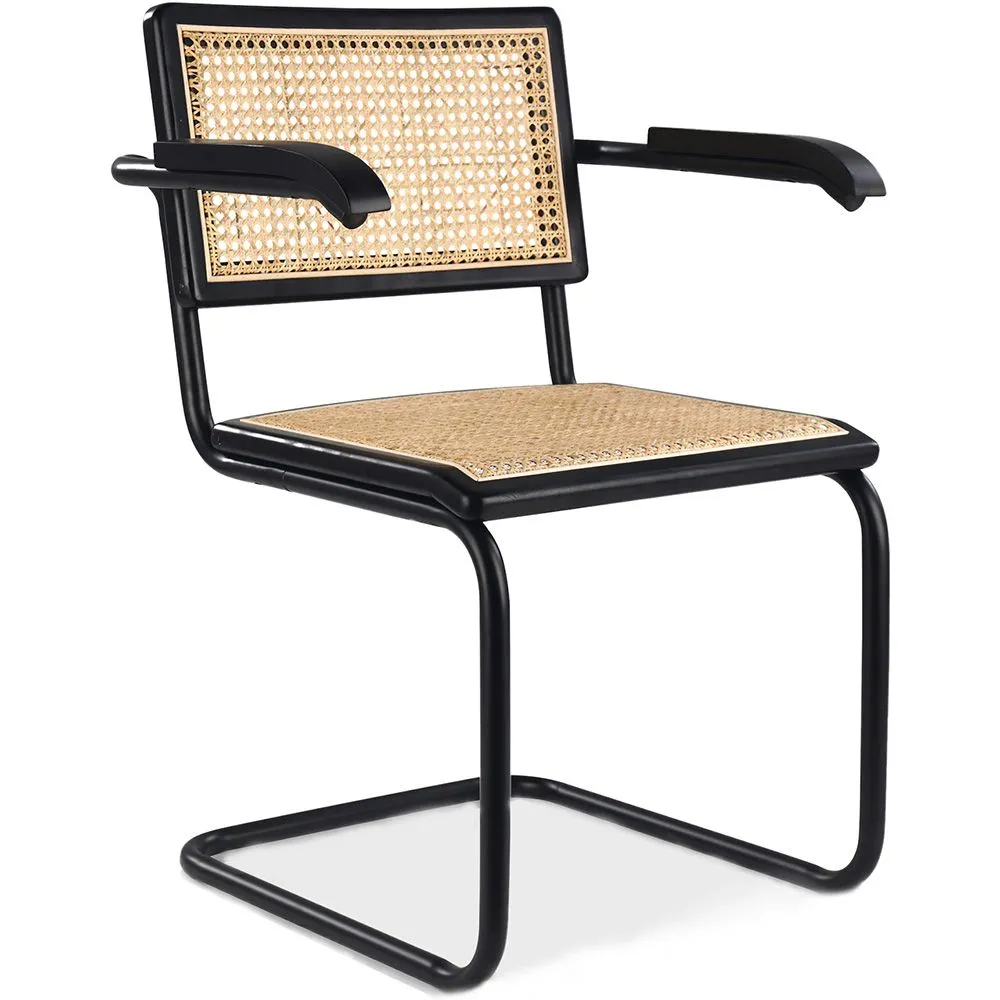 Dining Chair with Armrests - Vintage - Wood and Rattan - Bastral image 8