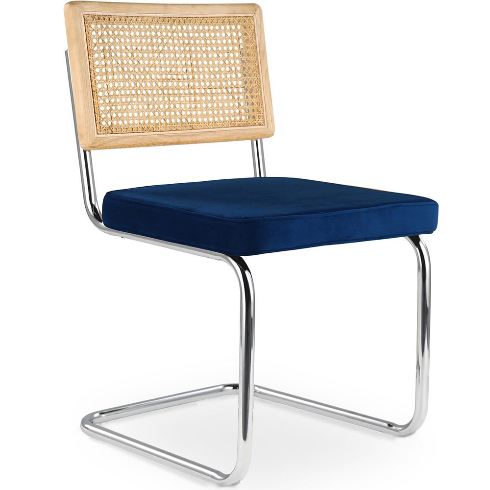 Dining Chair - Upholstered in Velvet - Wood and Rattan - Martha image 8