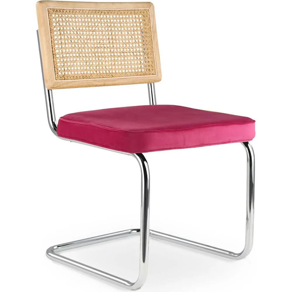 Dining Chair - Upholstered in Velvet - Wood and Rattan - Martha image 8