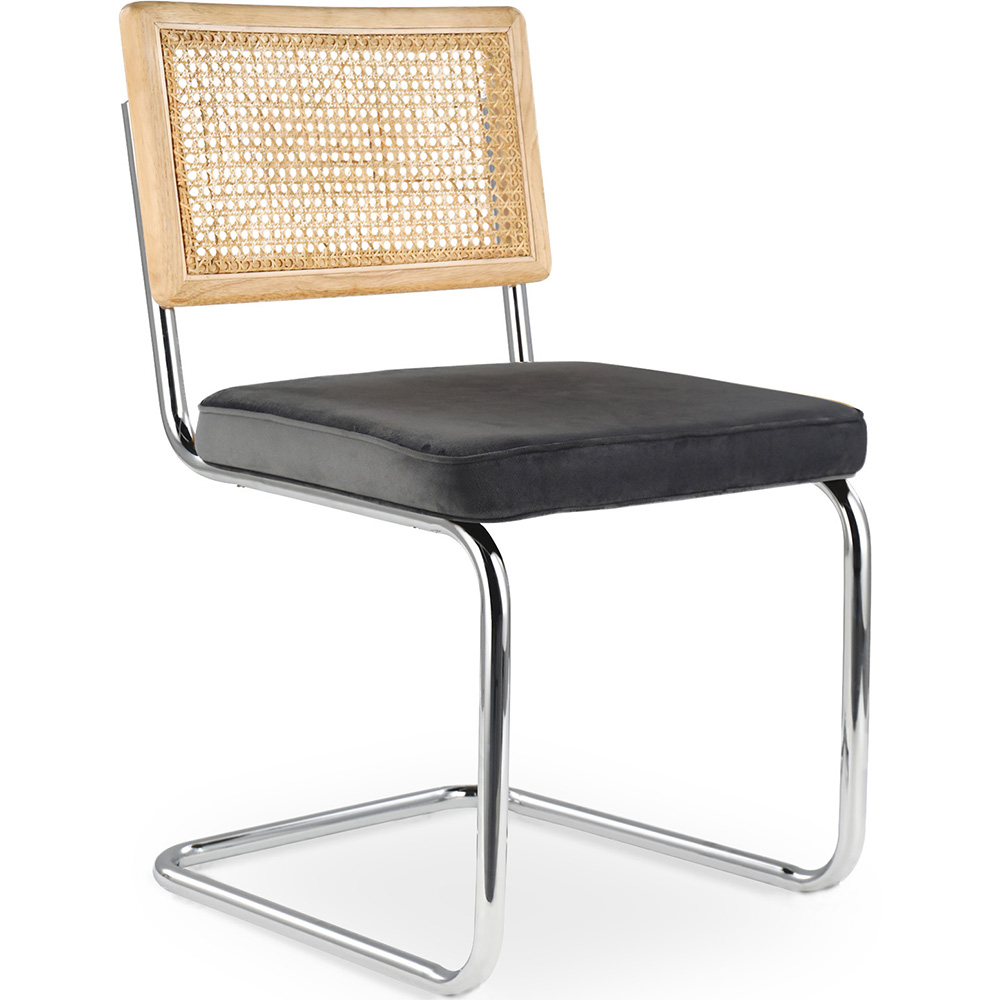  Buy Dining Chair - Upholstered in Velvet - Wood and Rattan - Martha Dark grey 60454 - in the EU
