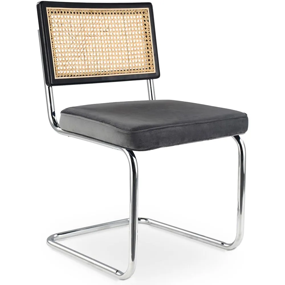 Dining Chair - Upholstered in Velvet - Wood and Rattan - Hyre image 8
