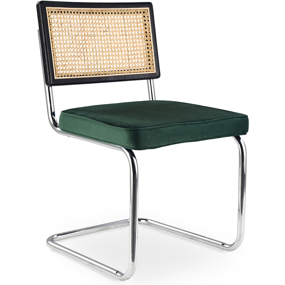  Buy Dining Chair - Upholstered in Velvet - Wood and Rattan - Hyre Dark green 60455 - in the EU