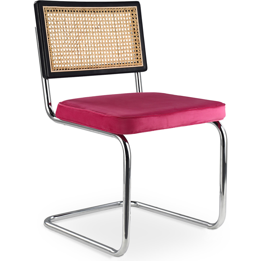  Buy Dining Chair - Upholstered in Velvet - Wood and Rattan - Hyre Fuchsia 60455 - in the EU