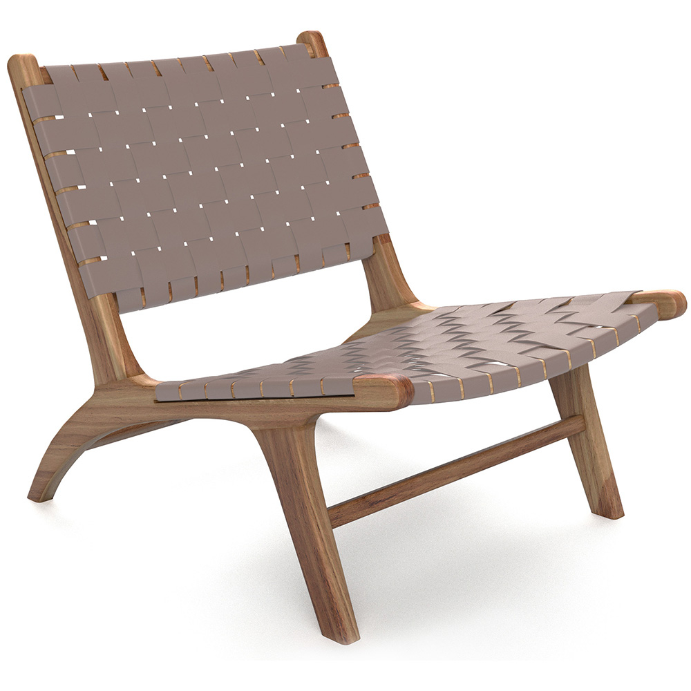  Buy Lounge Chair - Boho Bali Design Chair - Wood and Leather - Recia Brown 60469 - in the EU