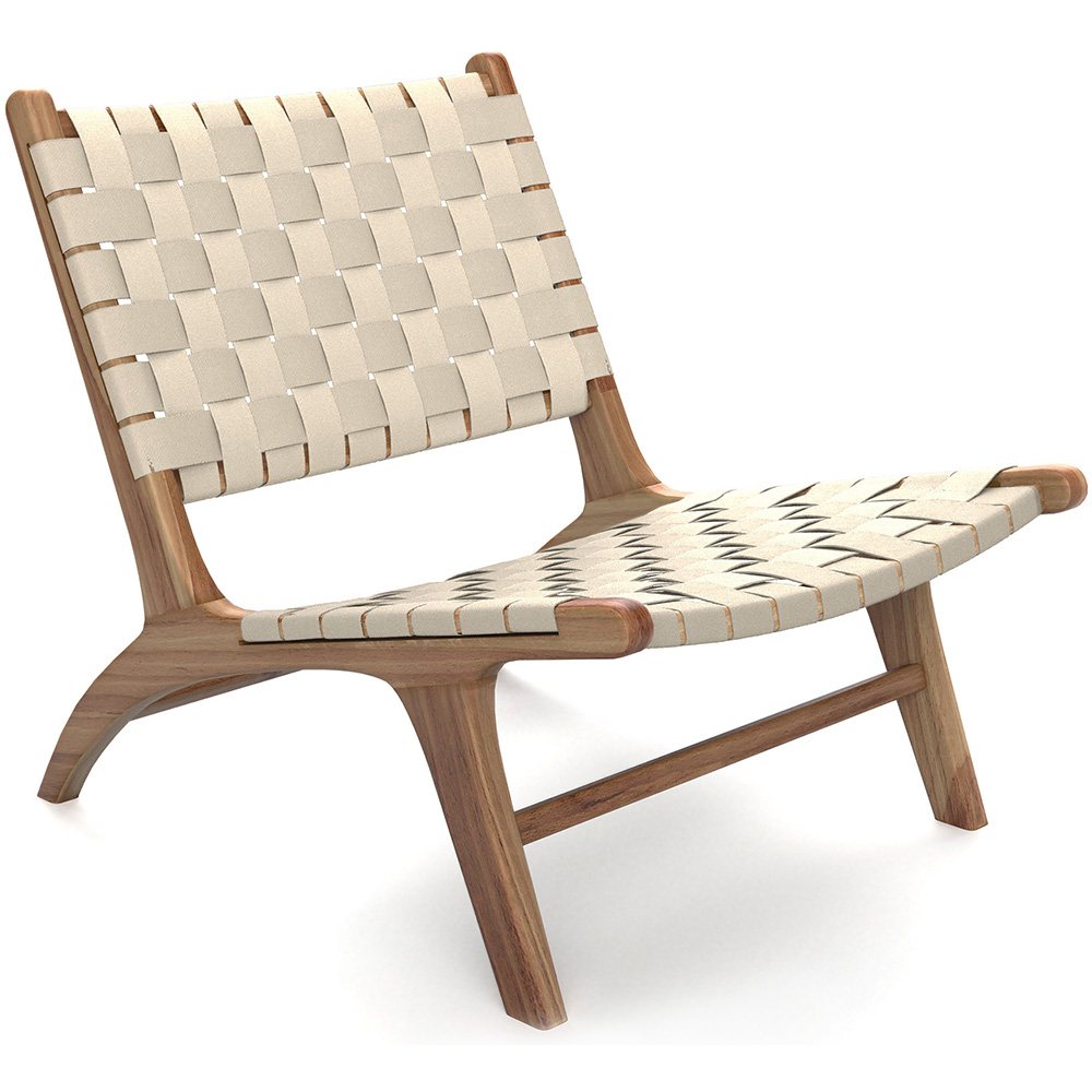  Buy Lounge Chair - Boho Bali Design Chair - Wood and Linen - Recia Beige 60470 - in the EU