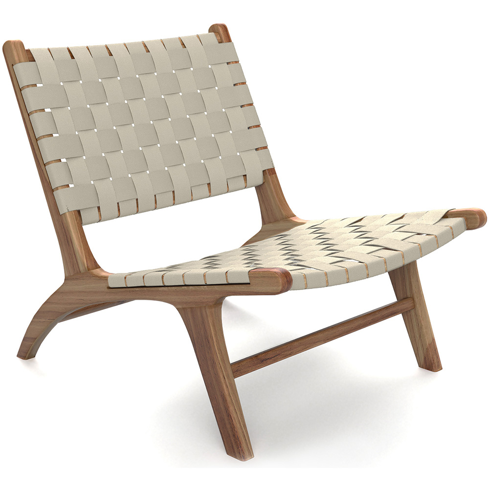  Buy Lounge Chair - Boho Bali Design Chair - Wood and Linen - Recia Taupe 60470 - in the EU