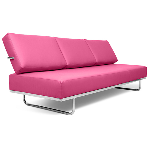  Buy Polyurethane Leather Upholstered Sofa Bed - 3 Seater - Kart Pink 14621 - in the EU
