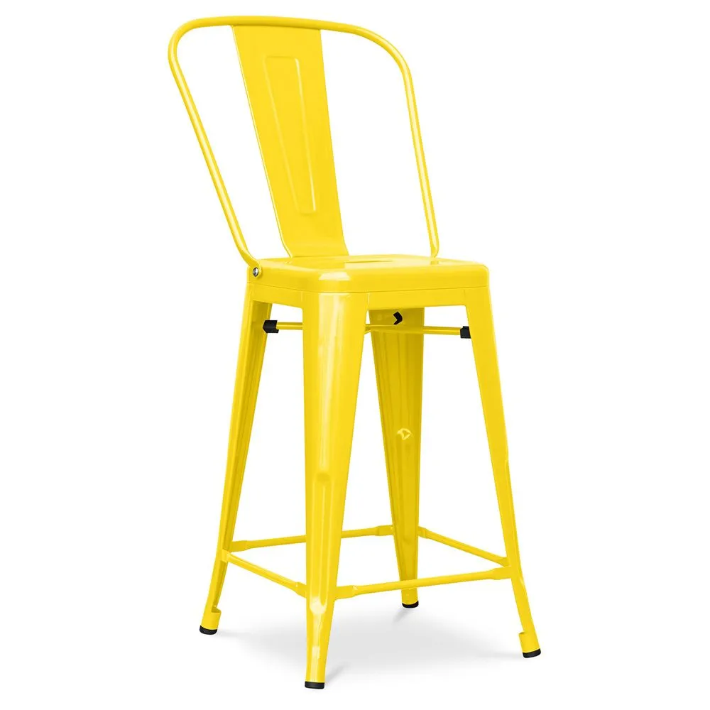 Bar Stool with Backrest - Industrial Design - 60cm - Stylix image 8