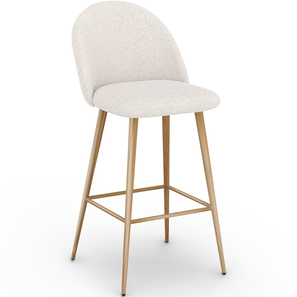  Buy Stool Upholstered in Bouclé Fabric - Scandinavian Design - Evelyne White 60481 - in the EU