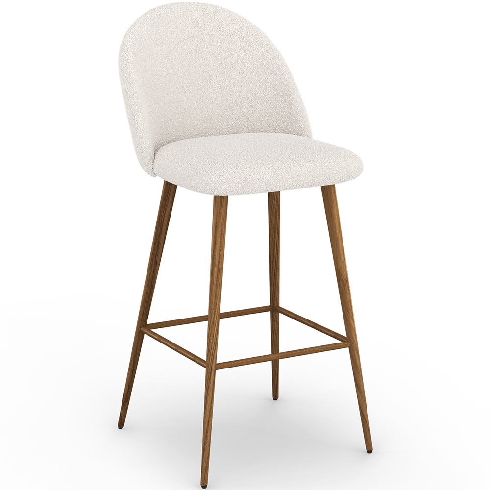  Buy Stool Upholstered in Bouclé Fabric - Scandinavian Design - Evelyne White 60482 - in the EU