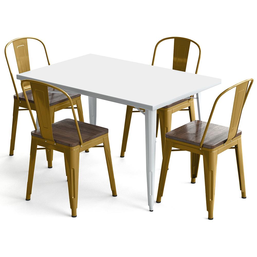  Buy Pack Dining Table and 4 Dining Chairs Industrial Design - New Edition - Bistrot Stylix Gold 60441 - in the EU