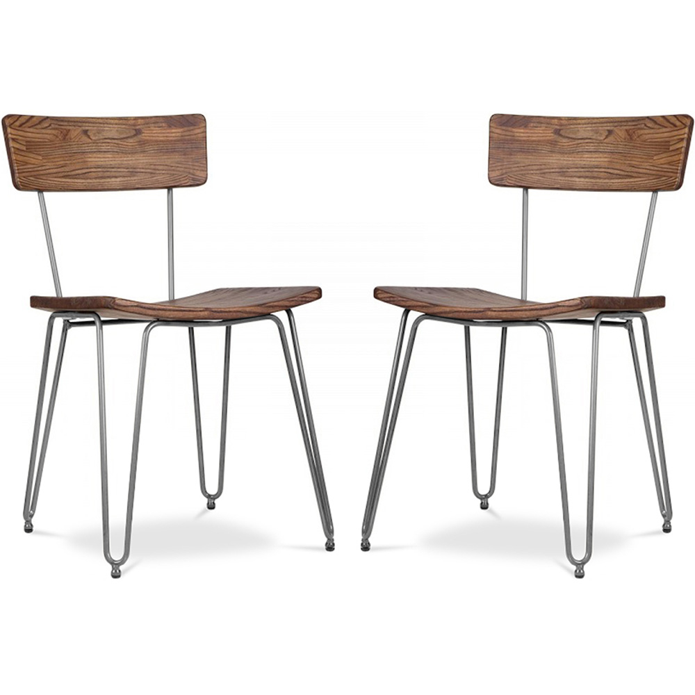  Buy Pack of 2 Wooden Dining Chairs - Industrial Design - Hairpin Silver 60531 - in the EU