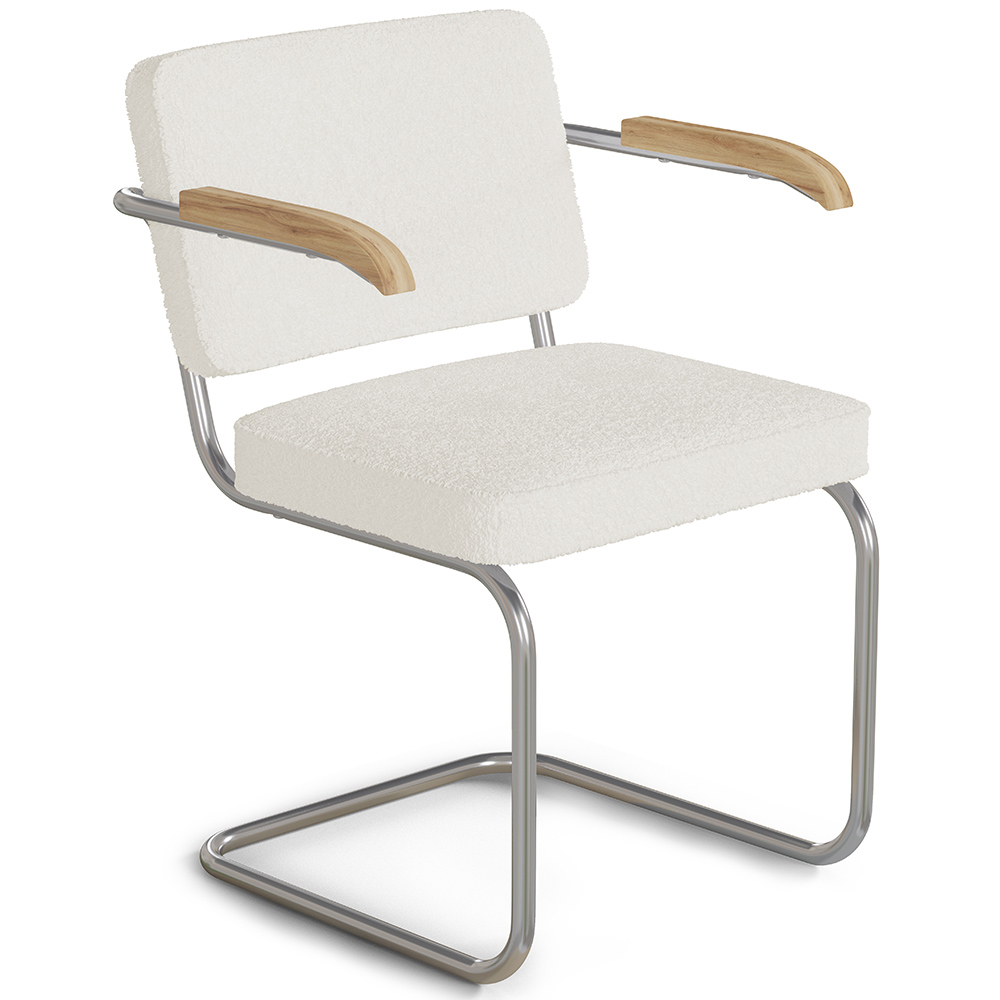  Buy Dining Chair with Armrests - Upholstered in Bouclé Fabric - Henr White 60540 - in the EU
