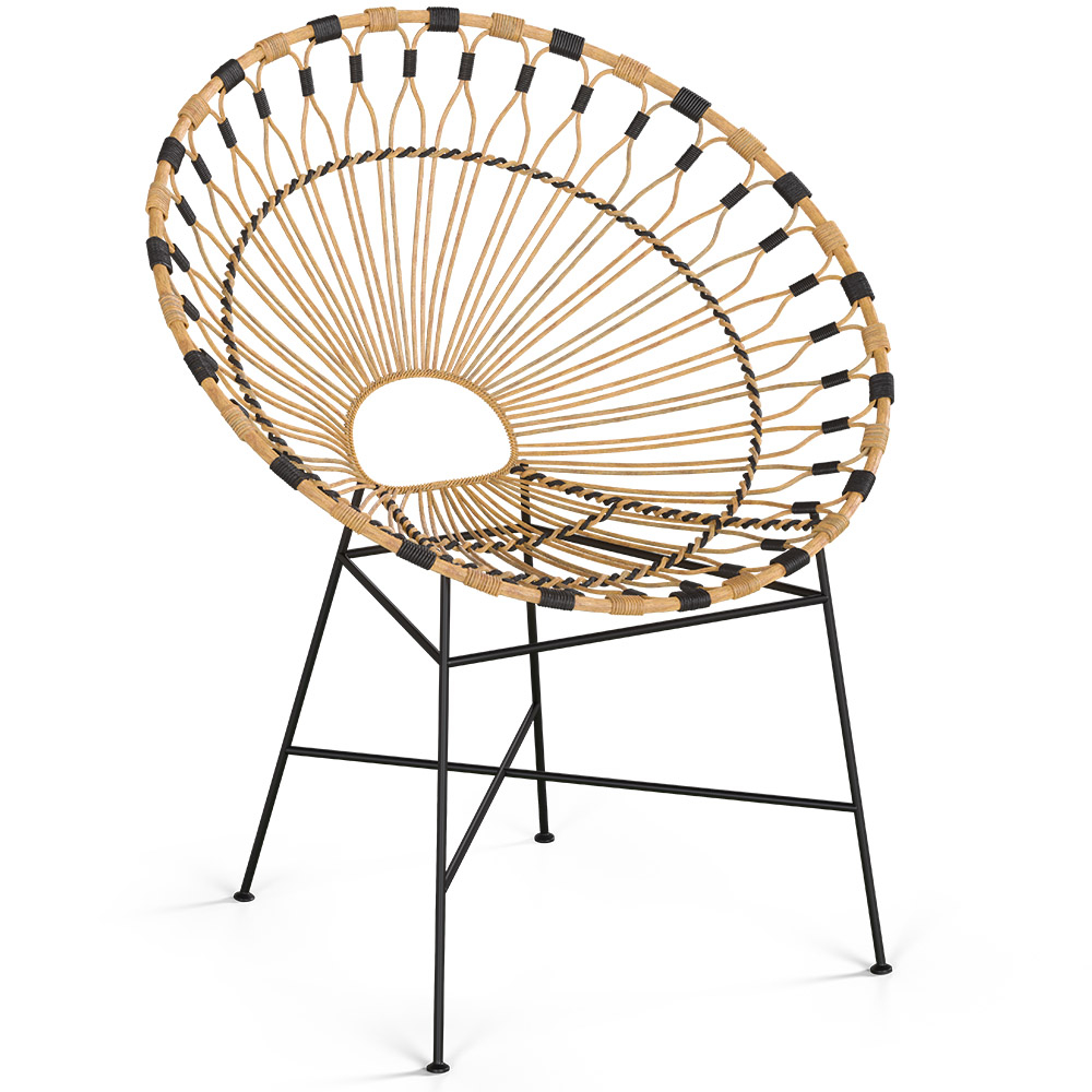  Buy Round Synthetic Rattan Outdoor Chair - Boho Bali Design - Elsa Natural 60541 - in the EU
