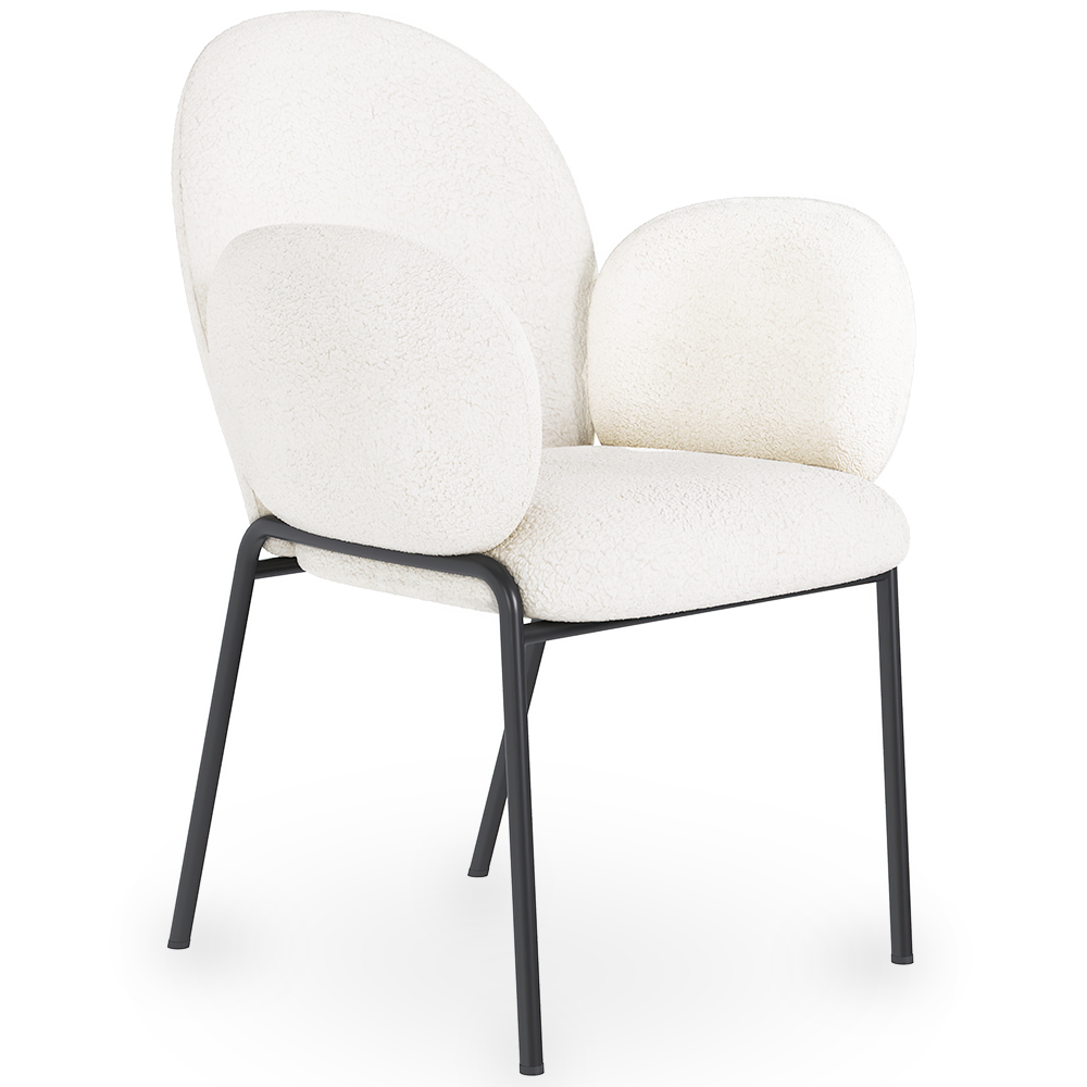  Buy Dining Chair with Armrests - Bouclé Fabric Upholstery - Erys White 60626 - in the EU