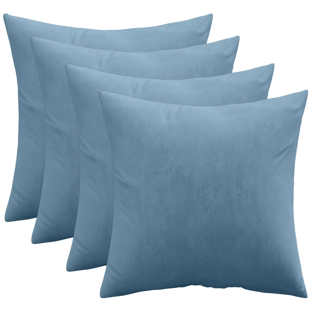  Buy Pack of 4 velvet cushions - cover and filling - Mesmal Light blue 60632 - in the EU
