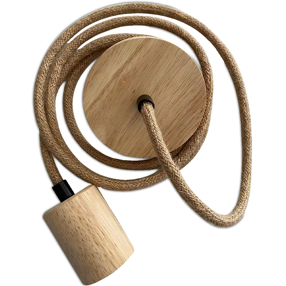  Buy Hanging Lamp Cable in Jute and Wood - 200cm - Hanz Natural 60633 - in the EU