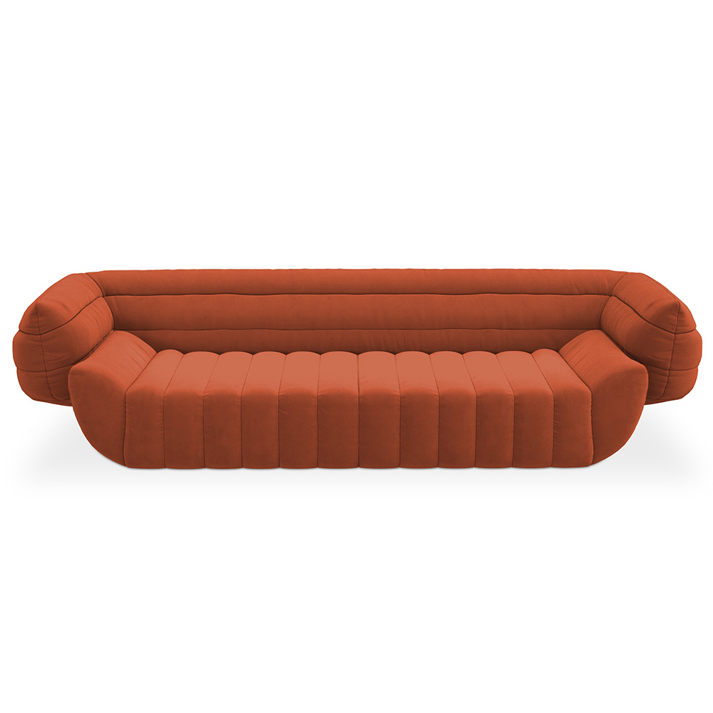  Buy Velvet Upholstered Sofa - 3/4 seats - Caden Orange 60640 - in the EU