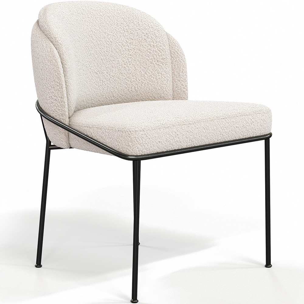  Buy Dining Chair - Upholstered in Bouclé Fabric - Mina White 60645 - in the EU