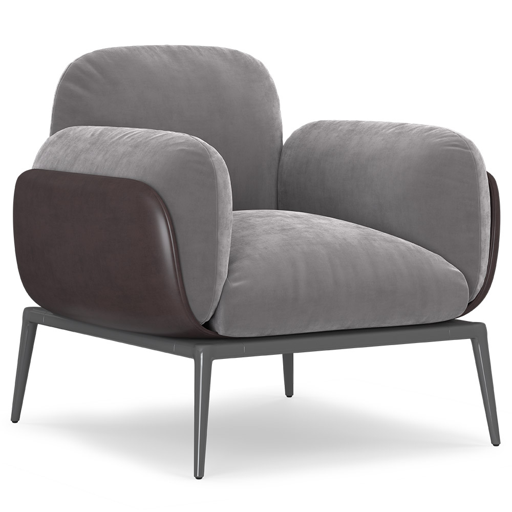  Buy Upholstered Velvet Armchair - June Light grey 60650 - in the EU