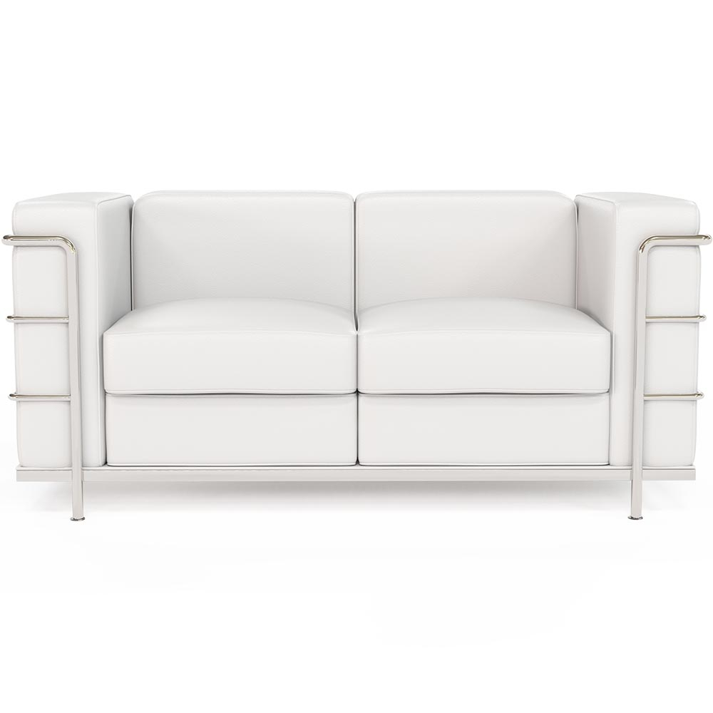  Buy 2-Seater Sofa - Upholstered in Vegan Leather - Lecur White 60658 - in the EU